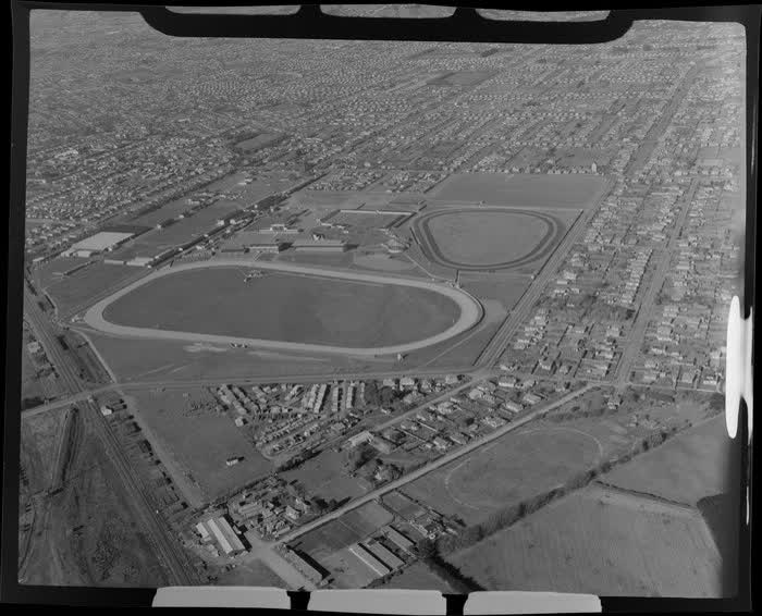 Addington, Christchurch, featuring Addington Raceway, 1955