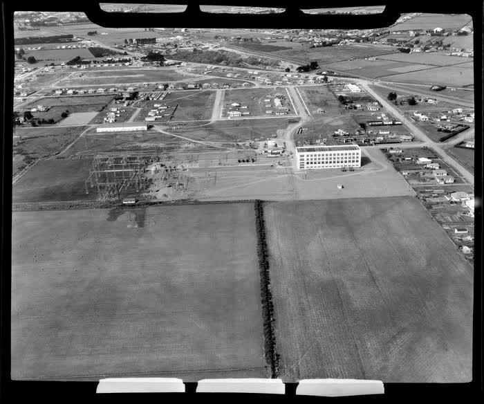 Hornby, Christchurch, showing sub station and surrounding area, 1955