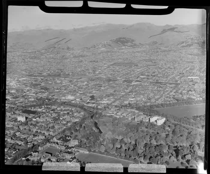 Christchurch Hospital and Botanical Gardens, 1955