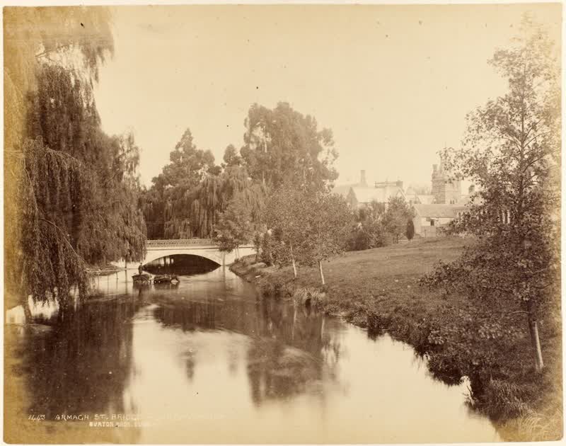 Armagh Street Bridge - Christchurch.  From the album: N.Z. Scenery, 1880