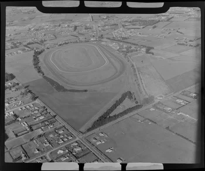 Riccarton, Christchurch, featuring Riccarton Raceway, 1955