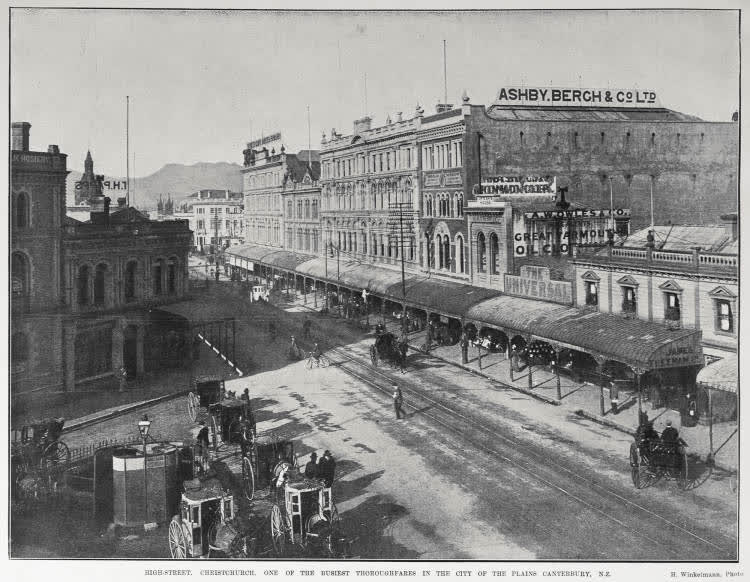 HIGH-STREET, CHRISTCHURCH, ONE OF THE BUSIEST THOROUGHFARES IN THE CITY OF THE PLAINS CANTERBURY, N.Z., 1904