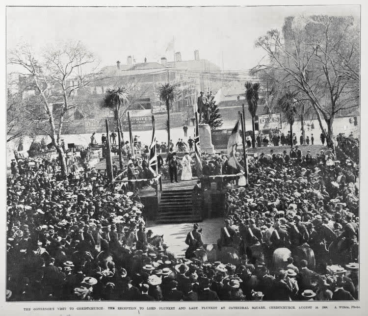THE GOVERNOR'S VISIT TO CHRISTCHURCH: THE RECEPTION TO LORD PLUNKET AND LADY PLUNKET AT SQUARE. CHRISTCHURCH. AUGUST 16, 1904, 1904