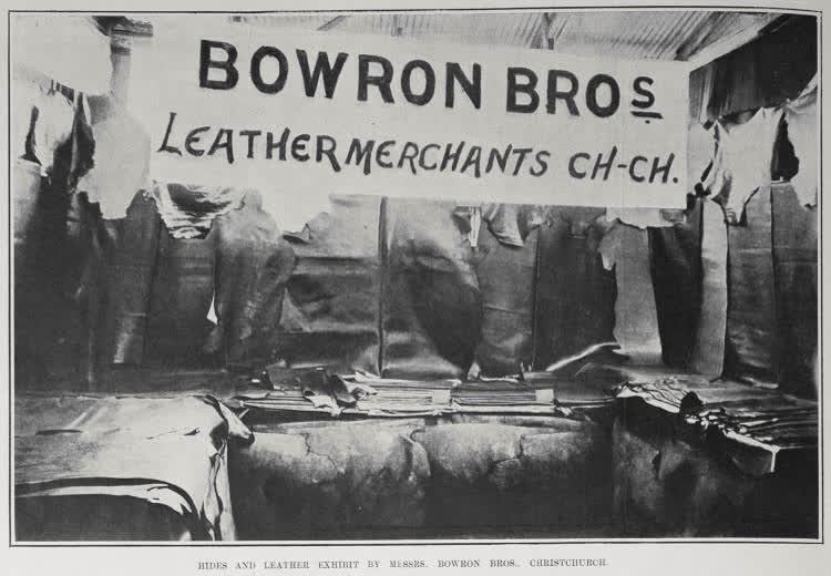 HIDES AND LENTHER EXHIBIT BY MESSRS. BOWRON BROS.. CHRISTCHURCH, 1905