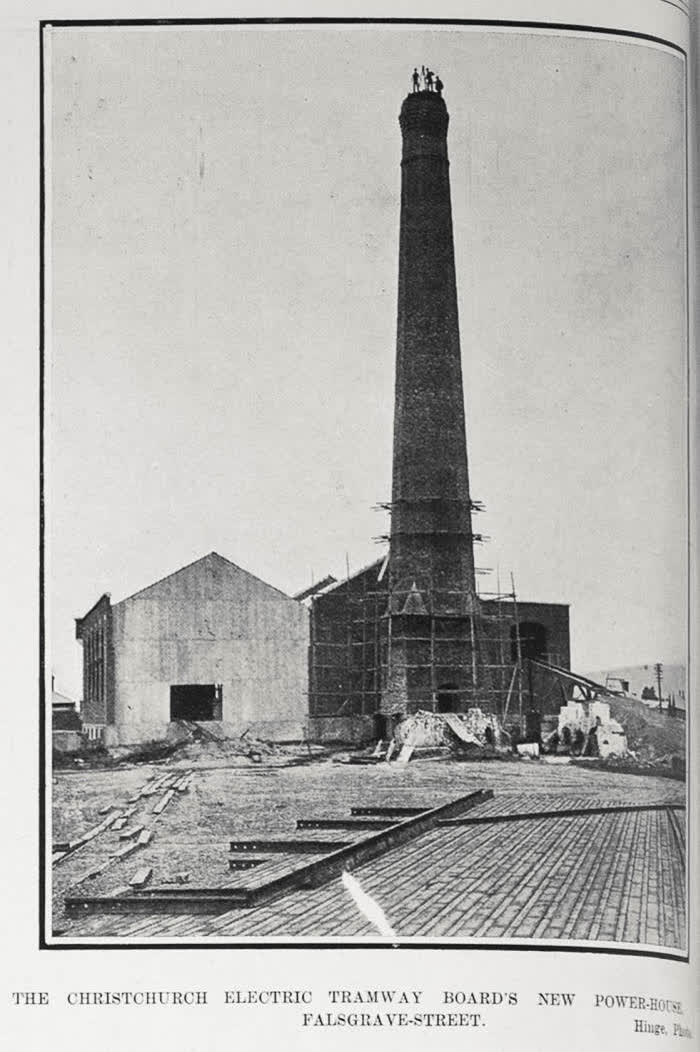 THE CHRISTCHURCH ELECTRIC TRAMWAY BOARD'S NEW POWER-HOUSE FALSGRAVE-STREET, 1905