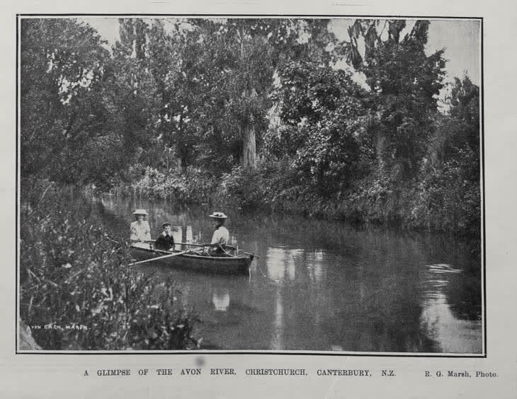 A GLIMPSE OF THE AVON RIVER, CHRISTCHURCH, CANTERBUY, N. Z., 1906