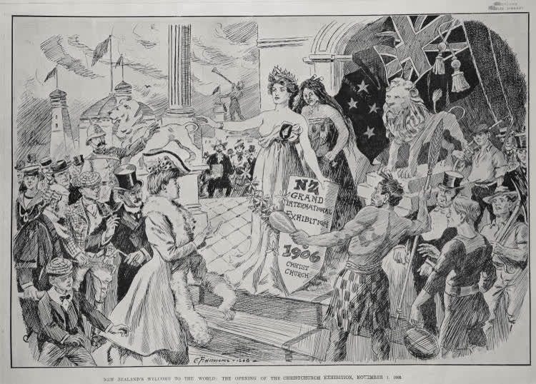 NEW ZEALAND'S WELCOME TO THE WORLD: THE OPENING OF THE CHRISTCHURCH EXHIBITION, NOVEMBER 1, 1906, 1906