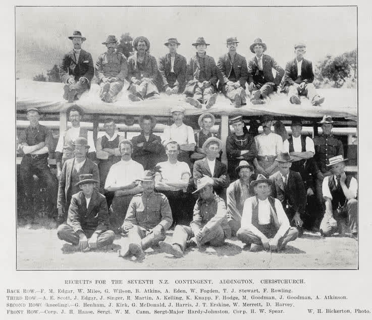 Recruits for the 7th New Zealand Contingent, Addington, Christchurch, 1902