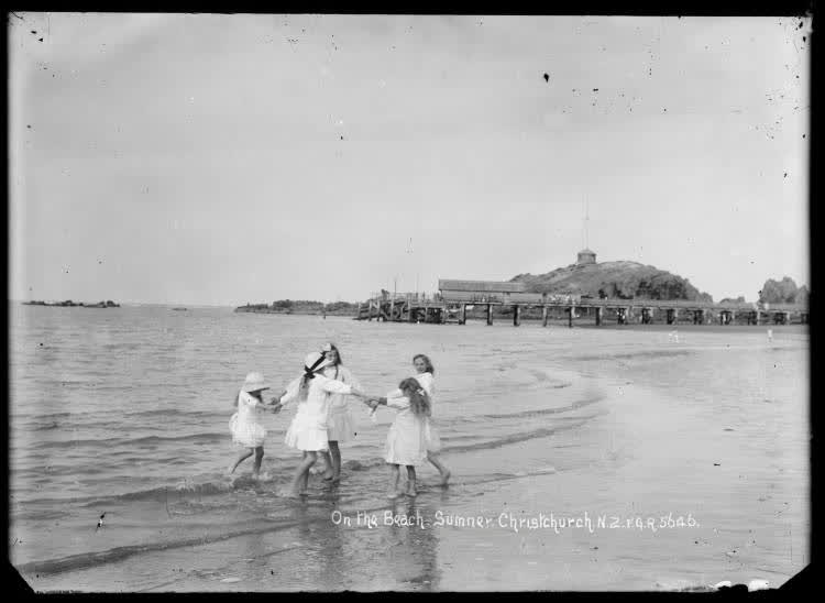 On the Beach Sumner, Christchurch, 1910