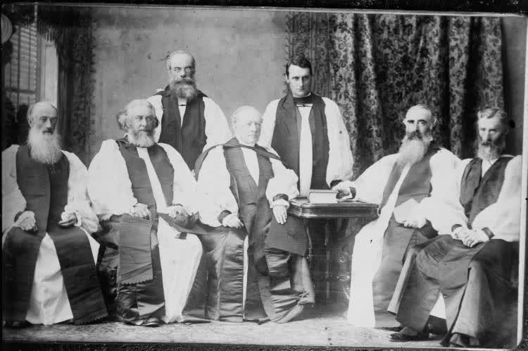 Bishops and chaplains at the Anglican Synod, 1884, 1884