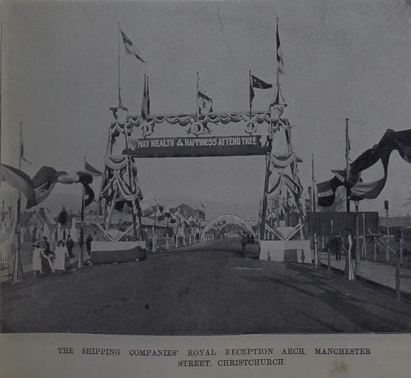 The Shipping Companies' royal reception arch, Manchester Street, Christchurch, 1901