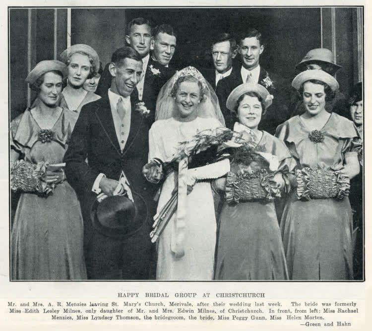 Happy bridal group at Christchurch, 1935