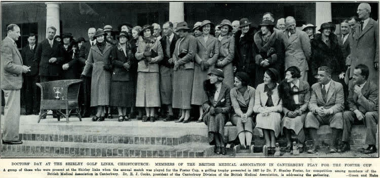 Doctors' Day at the Shirley Golf Links, Christchurch: members of the British Medical Association in Canterbury play for the Foster Cup, 1935