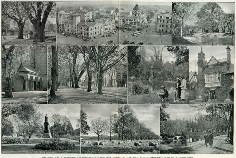 When autumn comes to Christchurch: some attractive seasonal views which illustrate the typical beauty of the Canterbury capital in the last days before winter, 1936