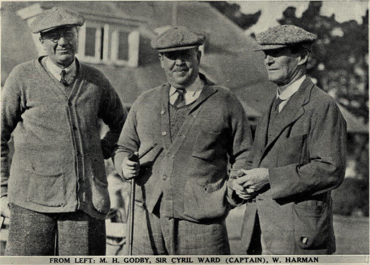 From left: M. H. Godby, Sir Cyril Ward (captain), W. Harman, 1936