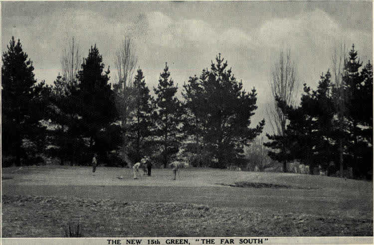 The new 15th green, 'the far south', 1936