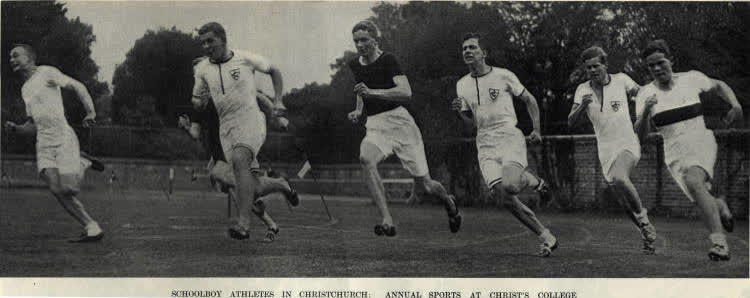 Schoolboy athletes in Christchurch: annual sports at Christ's College, 1936