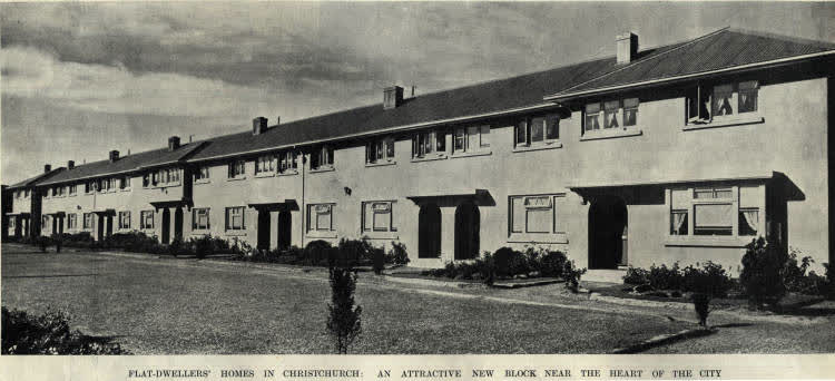 Flat-dwellers' homes in Christchurch: an attractive new block near the heart of the city, 1937
