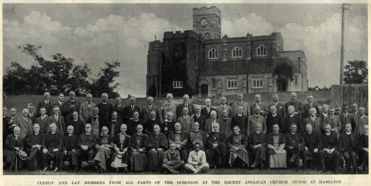 Clergy and lay members from all parts of the Dominion at the recent Anglican Church synod at Hamilton, 1937