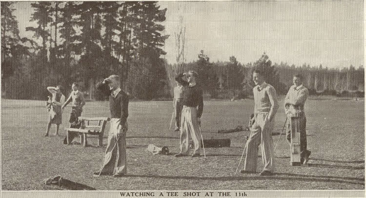 Watching a tee shot at the 11th, 1939
