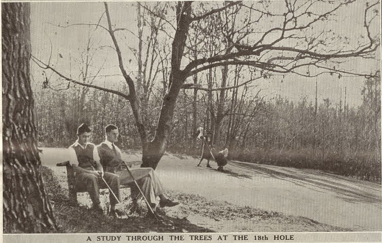A study through the trees at the 18th hole, 1939