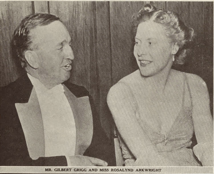 Mr. Gilbert Grigg and Miss Rosalynd Arkwright at the Christchurch Hunt Ball, 1939