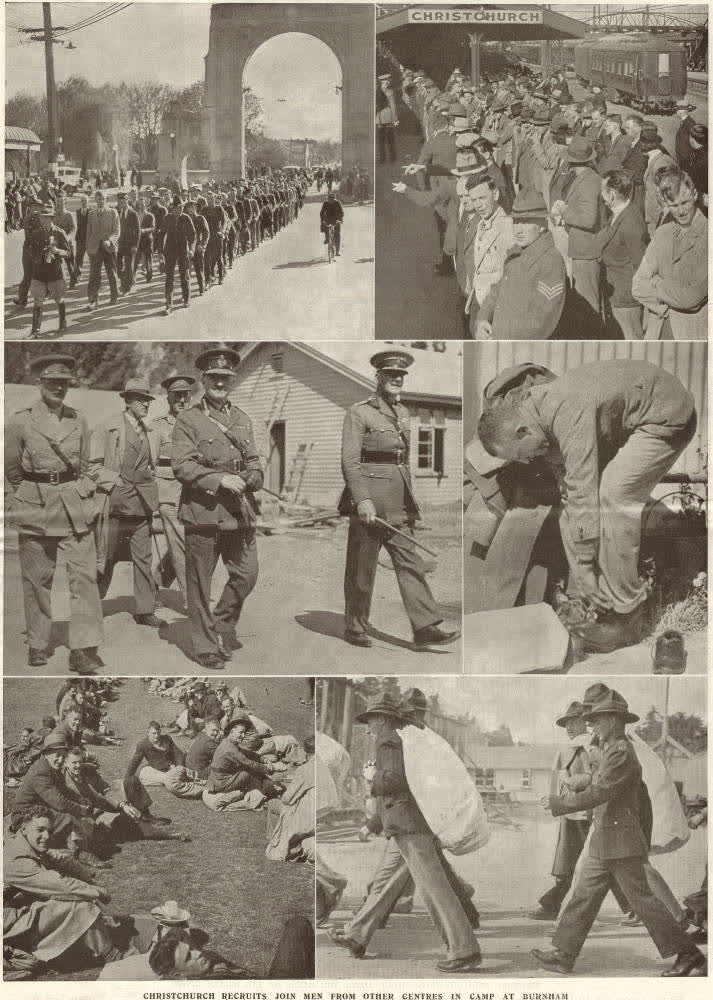Christchurch recruits join men from other centres in camp at Burnham, 1939