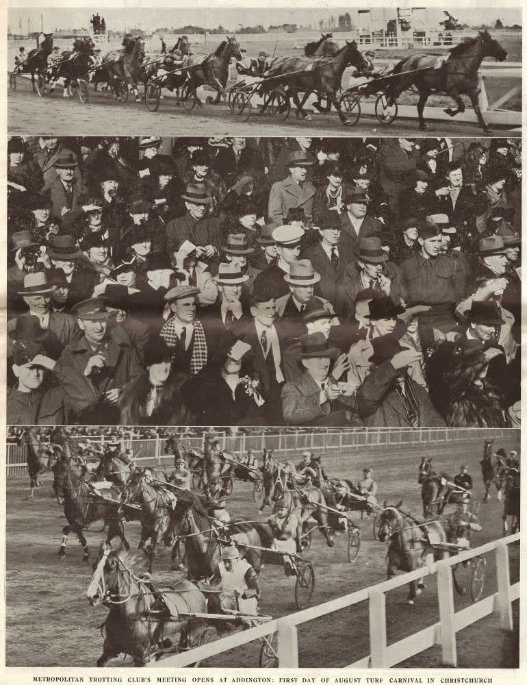 Metropolitan Trotting Club's meeting opens at Addington: first day of August turf carnival in Christchurch, 1940
