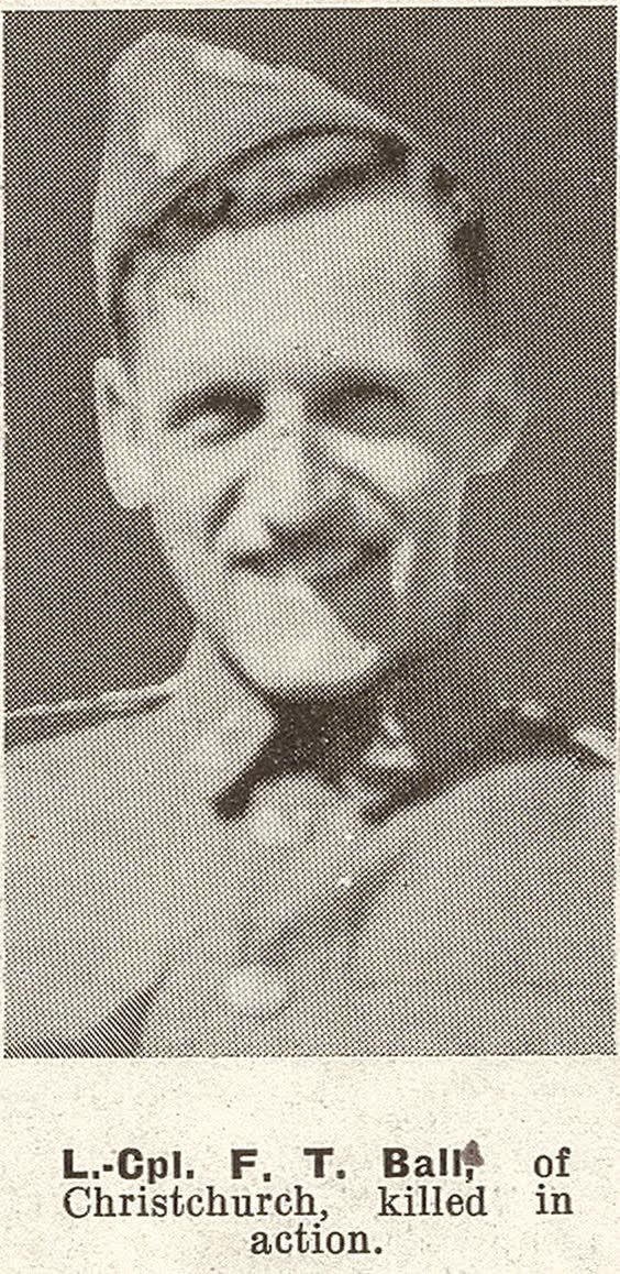 L.-Cpl. F. T. Ball, of Christchurch, killed in action, 1941