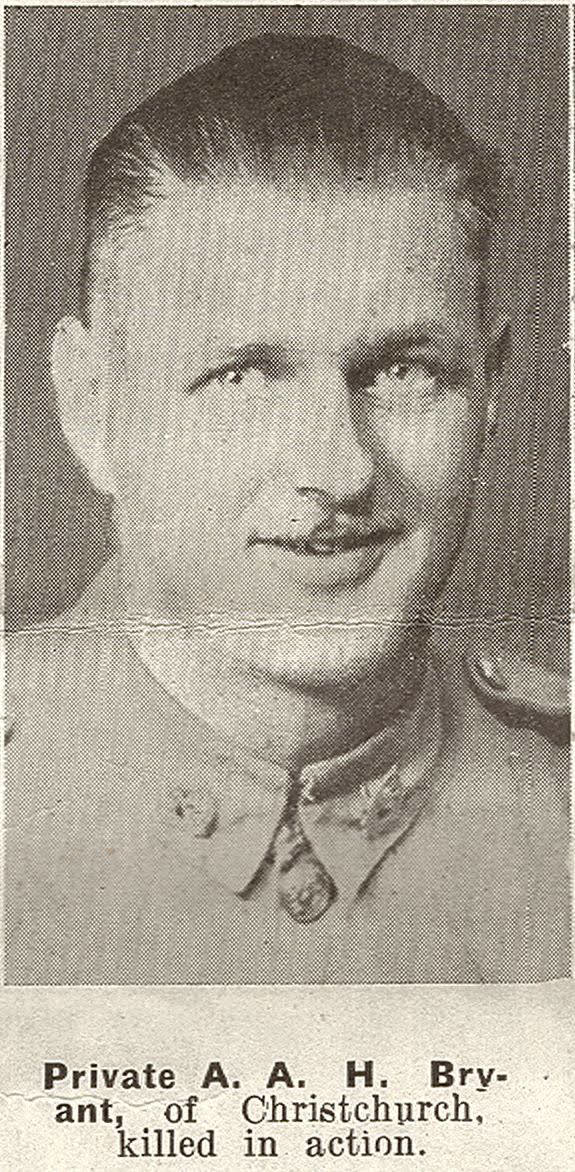 Private A. A. H. Bryant, of Christchurch, killed on action, 1941