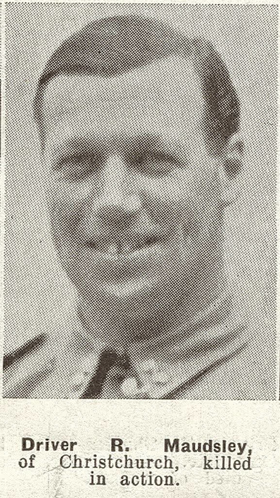 Driver R. Maudsley, of Christchurch, killed in action, 1941