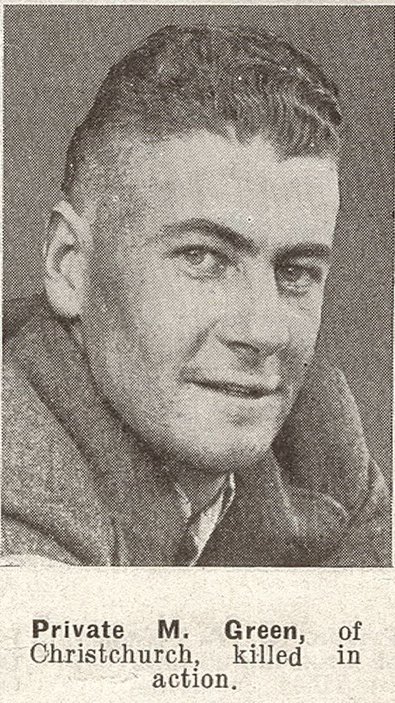 Private M. Green, of Christchurch, killed in action, 1941