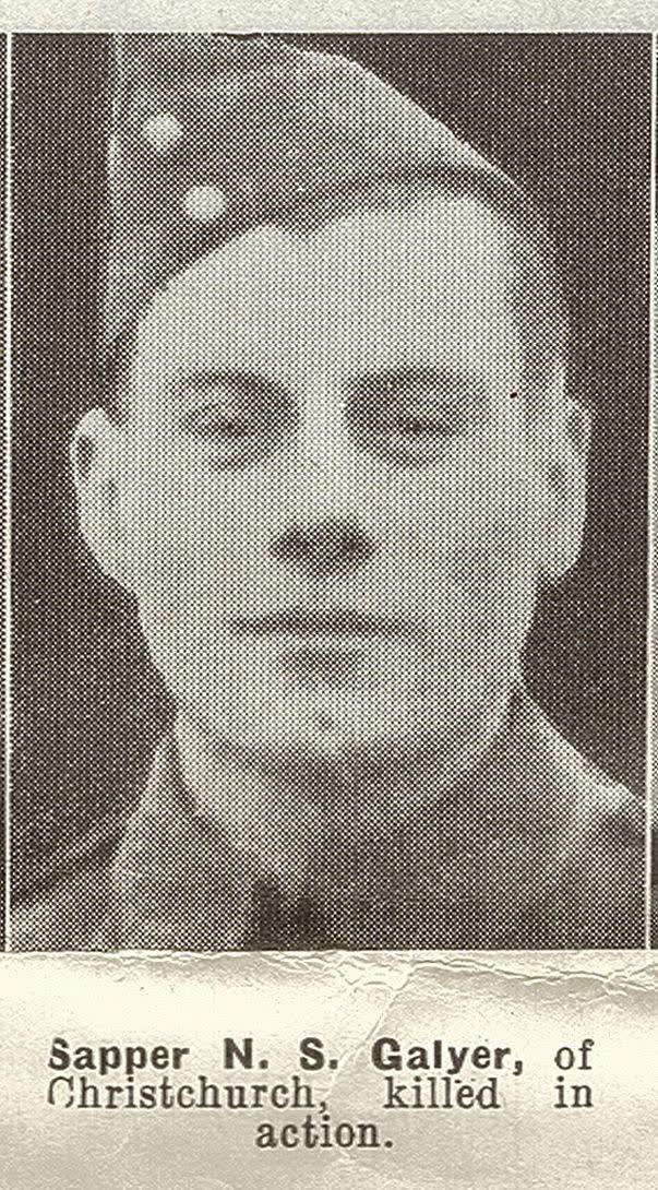 Sapper N. S. Galyer, of Christchurch, killed in action, 1941