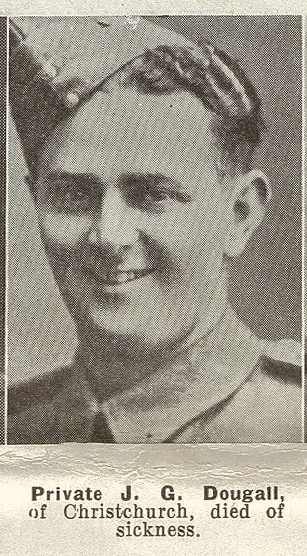 Private J. G. Dougall, of Christchurch, died of sickness, 1941