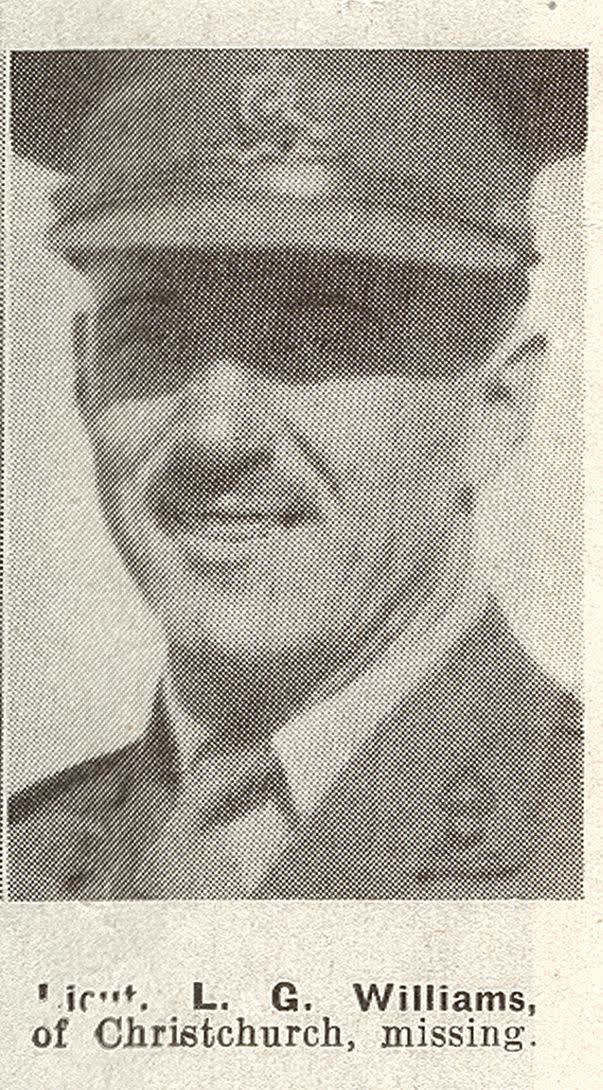 Lieut. L. G. Williams, of Christchurch, missing, 1941