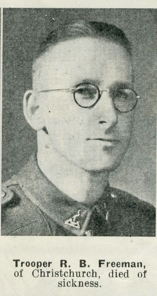 Trooper R. B. Freeman, of Christchurch, died of sickness, 1941