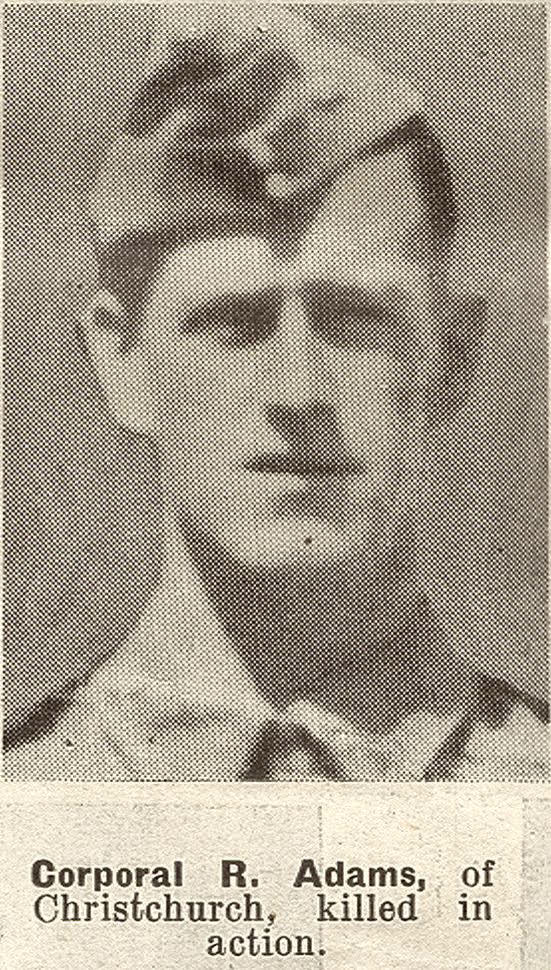 Corporal R. Adams, of Christchurch, killed in action, 1941