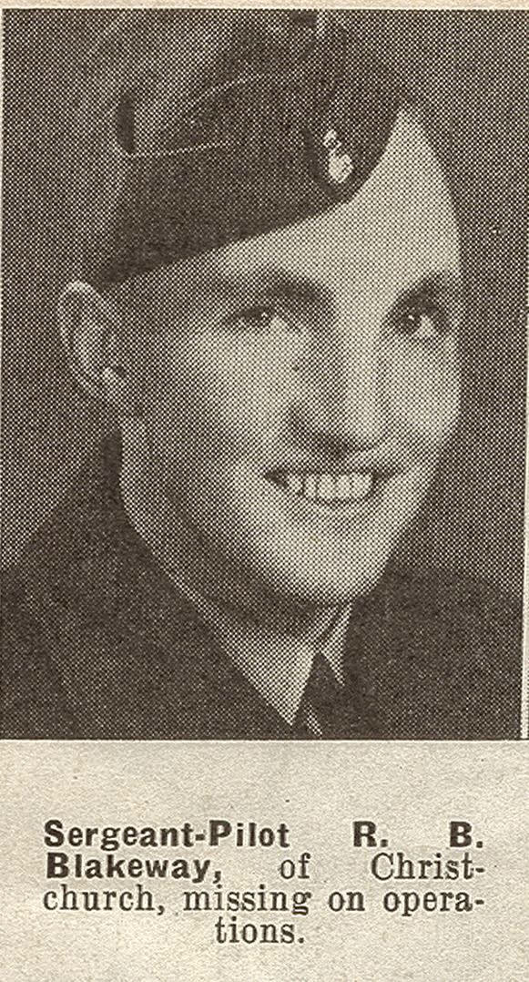 Sergeant-Pilot R. B. Blakeway, of Christchurch, missing on operations, 1941