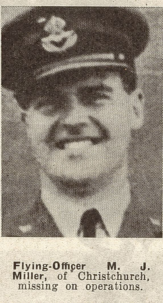 Flying-Officer M. J. Miller, of Christchurch, missing on operations, 1941