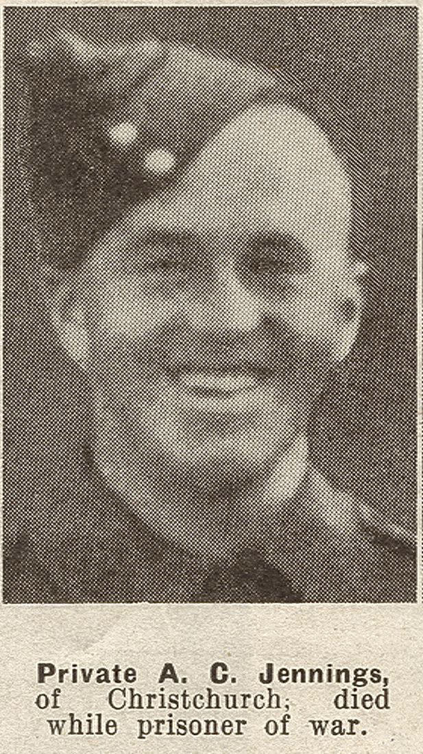 Private A. C. Jennings, of Christchurch, died while prisoner of war, 1941