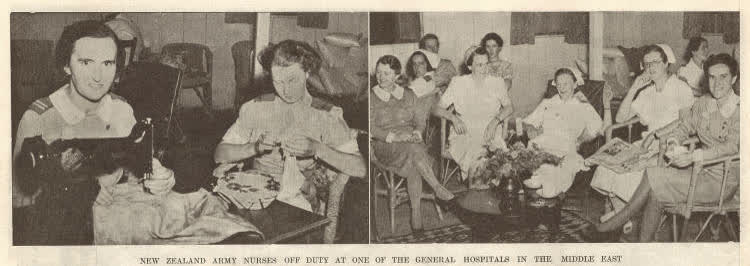 New Zealand army nurses off duty at one of the general hospitals in the Middle East, 1941
