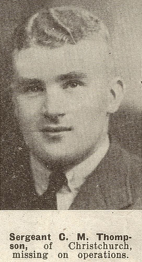 Sergeant C. M. Thompson, of Christchurch, missing on operations, 1941