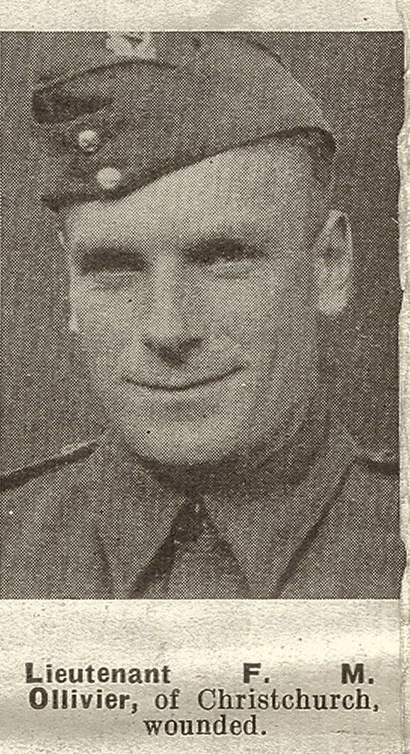 Lieutenant F. M. Ollivier, of Christchurch, wounded, 1941