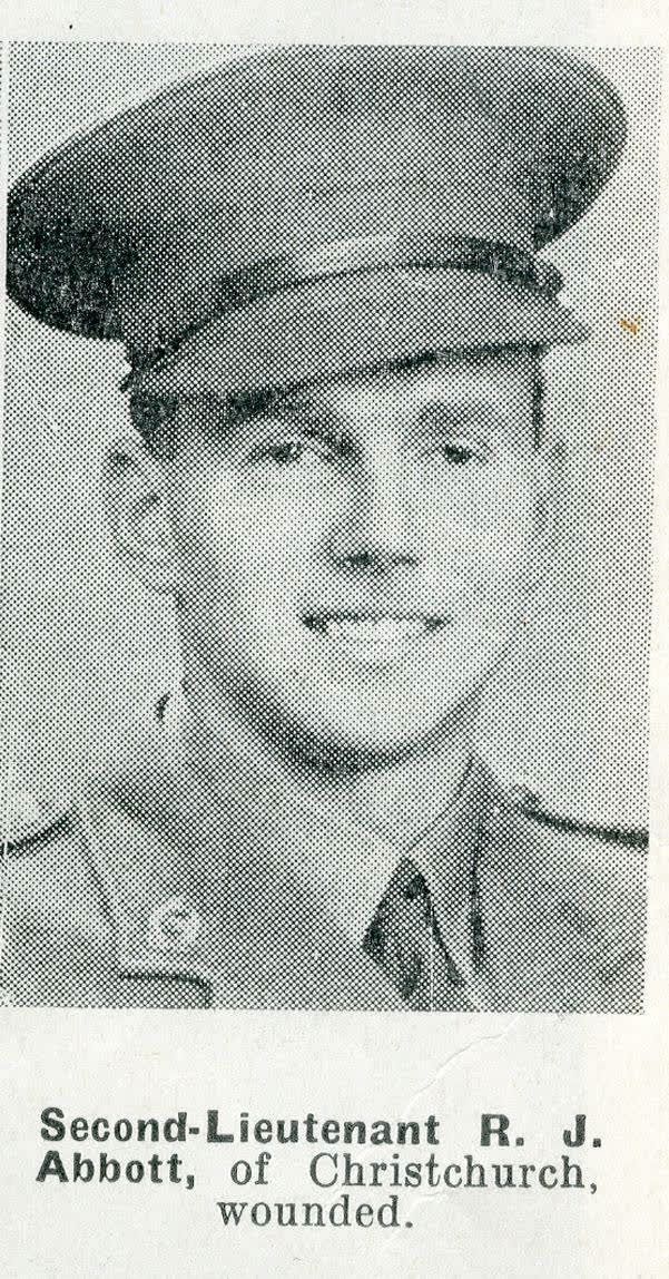 Second-Lieutenant R. J. Abbott, of Christchurch, wounded, 1942