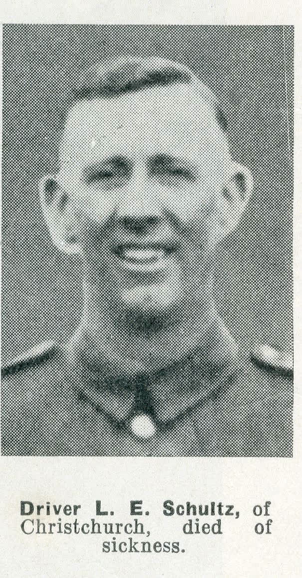 Driver L. E. Schultz, of Christchurch, died of sickness, 1942