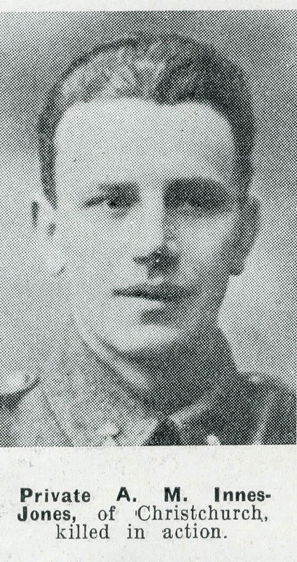 Private A. M. Innes-Jones, of Christchurch, killed in action, 1942