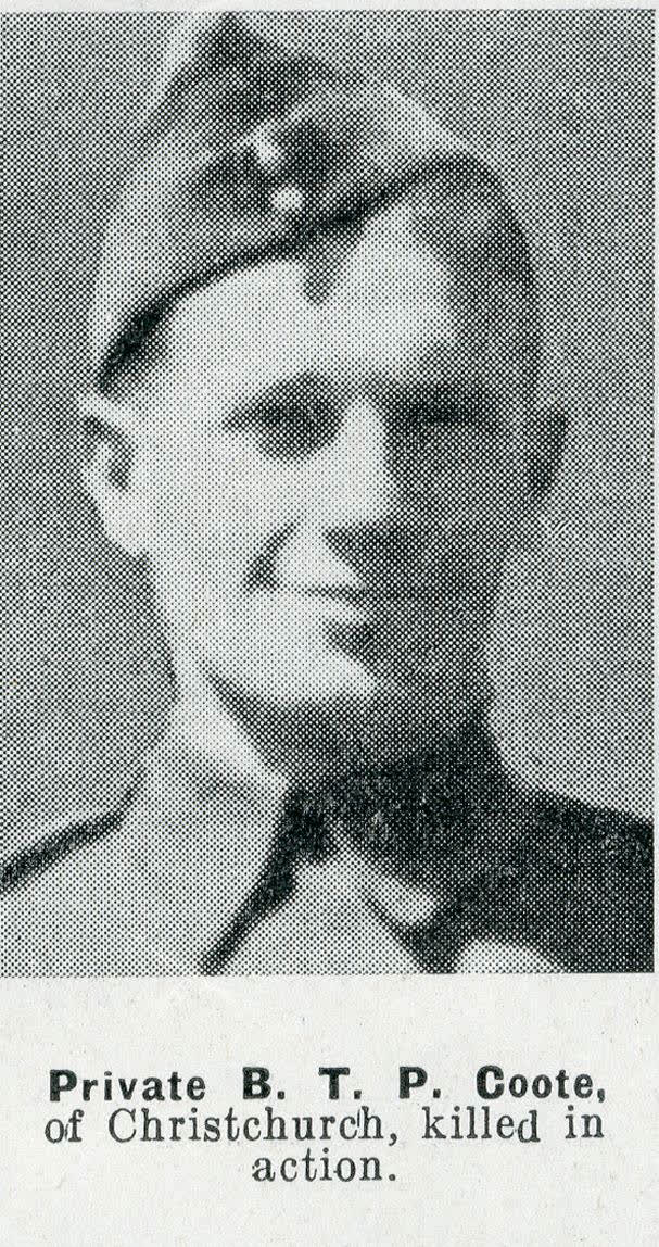 Private B. T. P. Coote, of Christchurch, killed in action, 1942