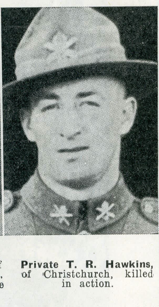Private T. R. Hawkins of Christchurch, killed in action, 1942