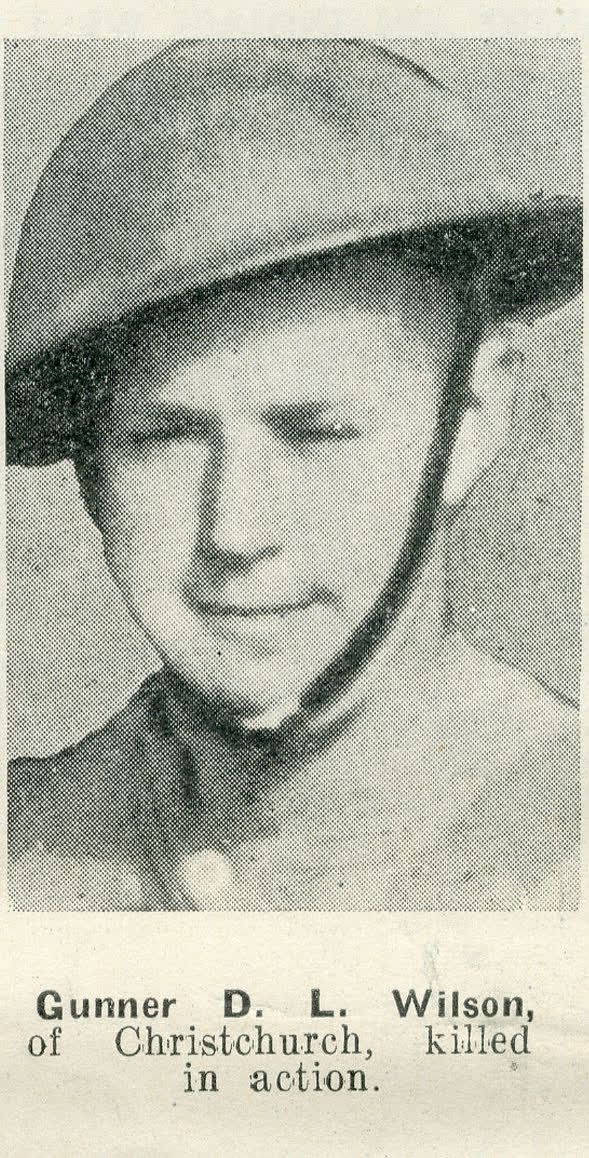 Gunner D. L. Wilson, of Christchurch, killed in action, 1942