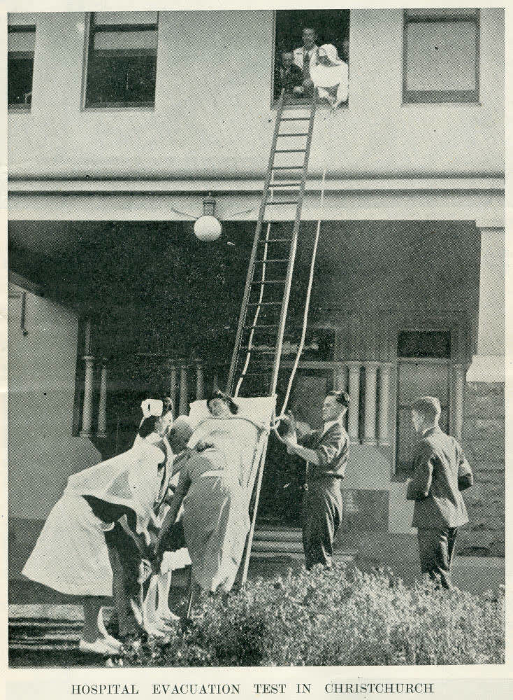 Hospital evacuation test in Christchurch, 1942